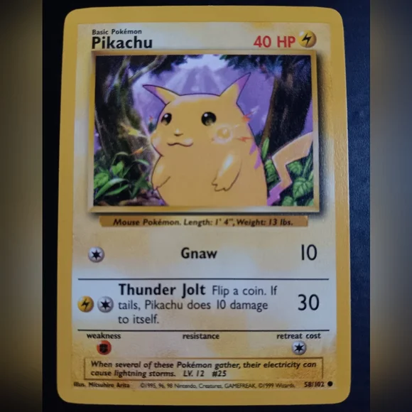 Pokemon | Toys | Pikachu Pokemon Card Base Set No 582 Common Nonholo |  Poshmark